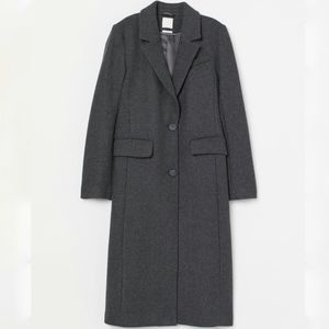 NWT Premium Wool Blend Dark Grey Coat Straight